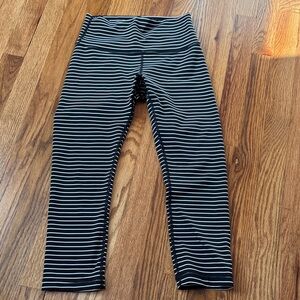 Striped Black and White Lululemon Align cropped leggings